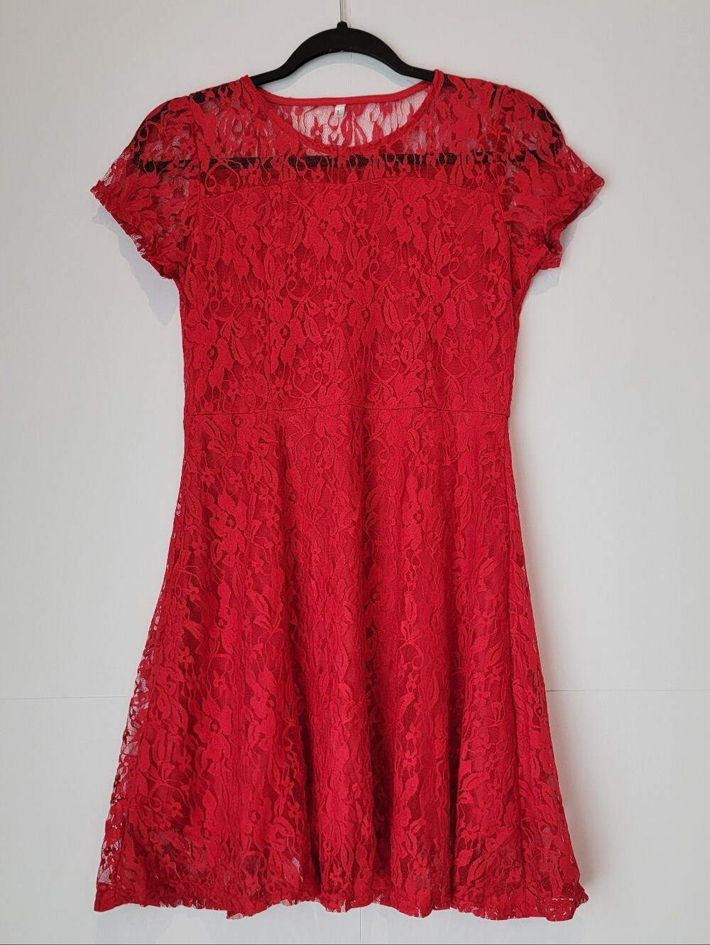 Red Floral Lace Fit & Flare Dress Size L